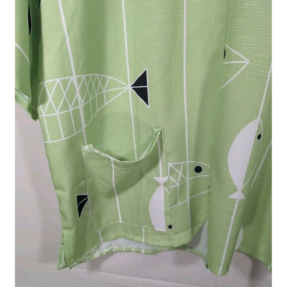 Miss look Blouse Fish Print Short Sleeve Pocket Detail Womans Size XL - Picture 3 of 16